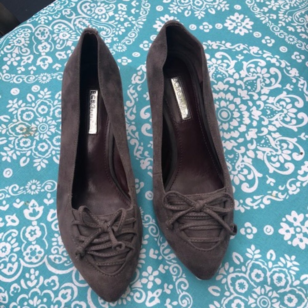 Gray Suede Wedges